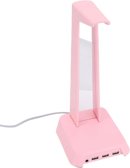 Hoofdtelefoonstandaard - Bureau Accessoire - Gaming Setup - Geïntegreerde Geluidskaart - 3 USB Poorten - Rose