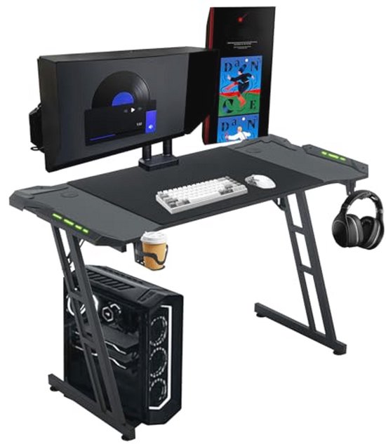 Hoogte Verstelbare Gamingtafel met LED en Ergonomisch Ontwerp - 120 x 60 cm van Merkloos