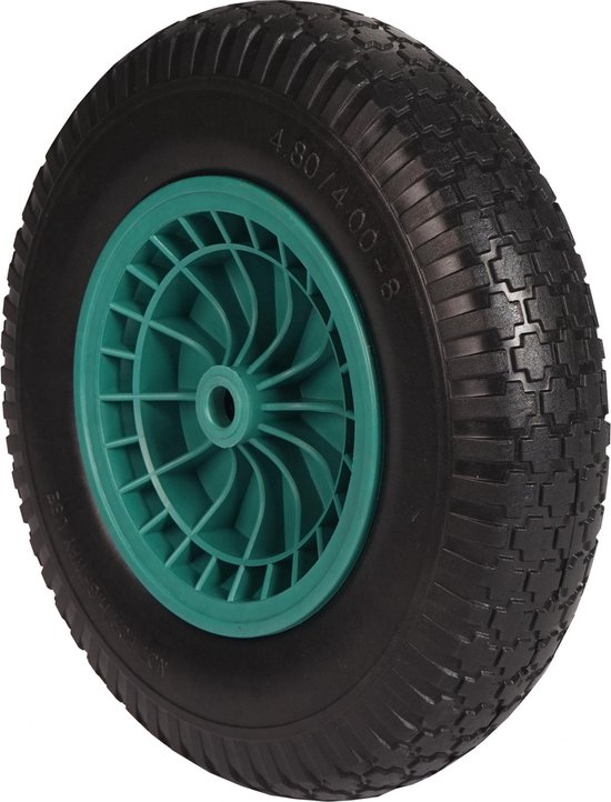 Horka Kruiwagenwiel Anti-lek 40 Cm Polyurethaan Zwart/groen van Horka