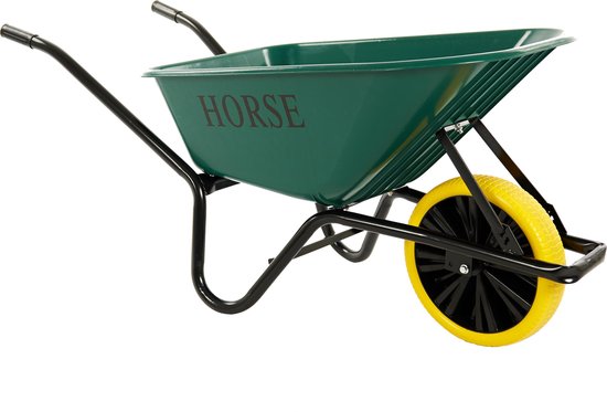 Horse Kruiwagen met antilek band -Gemonteerd geleverd - kruiwagen groen - kruiwagen 100 liter van Talen Tools