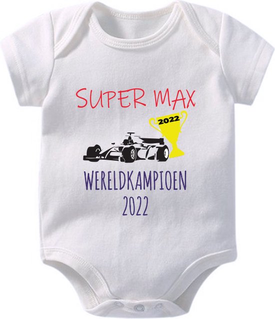 Hospitrix Baby Rompertje met Tekst "Super MAX 2022" R7 - Maat S - 0-3 maanden - 50/56 - Korte Mouw - Cadeau - Zwangerschap - Aankondiging - Romper van Hospitrix