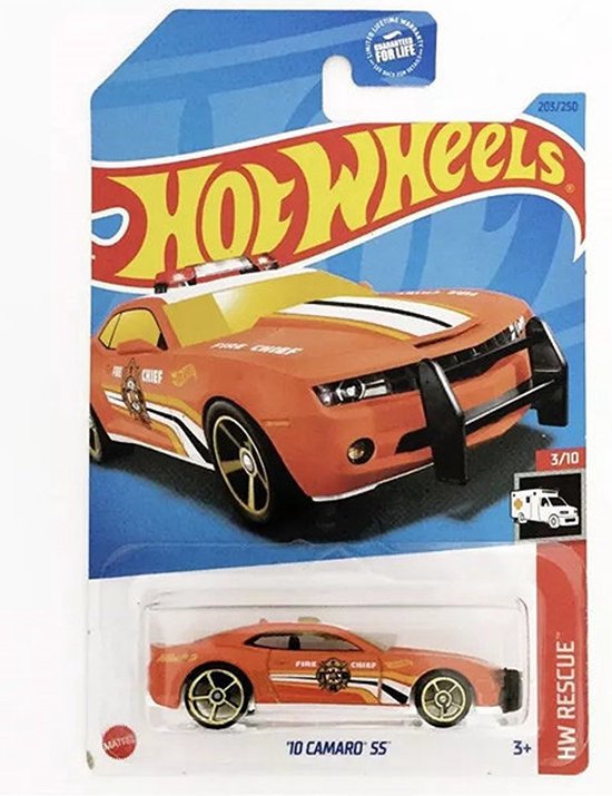 HOT WHEELS '10 CAMARO SS' ORANGE 203/250 1:64 HW RECUE FIRE CHIEF 3/10 van Hot Wheels