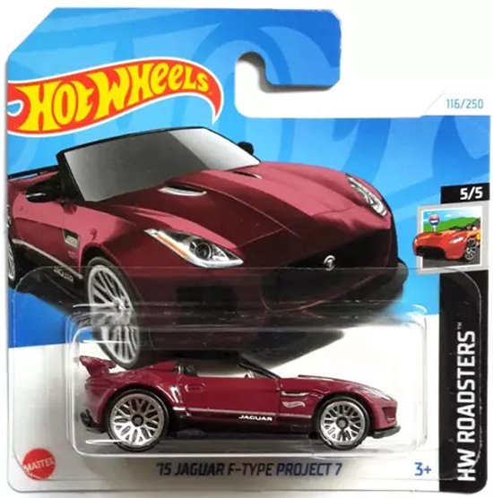 HOT WHEELS '15 JAGUAR F-TYPE PROJECT 7 BURGUNDY RED 116/250 1:64 HW ROADSTERS 5/5 van Hot Wheels