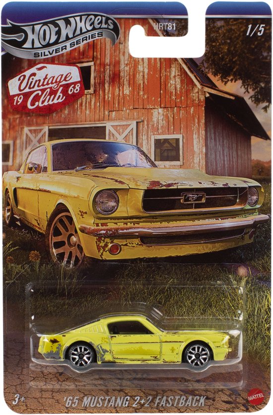 Hot Wheels 1/64 Barn Finds HRT81-979H JKY31 1965 Mustang 2+2 Fastback, yellow van Merkloos