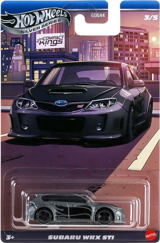 Hot Wheels 1/64 JKX59 Subaru Impreza WRX, silver/black *Compact Kings* GDG44-977Q van Merkloos