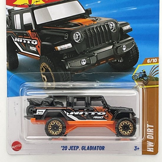 HOT WHEELS '20 JEEP GLADIATOR NITTO BLACK/ORANGE 130/250 1:64 HW DIRT 6/10 van Merkloos