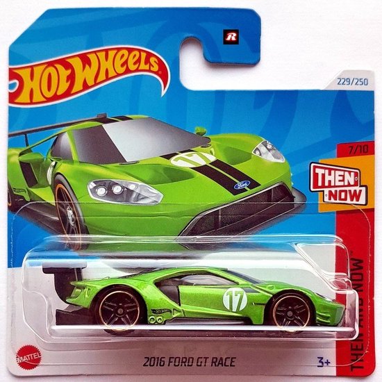 HOT WHEELS 2016 FORD GT RACE 17 GREEN 229/250 1:64 HW THEN AND NOW 7/10 van Hot Wheels