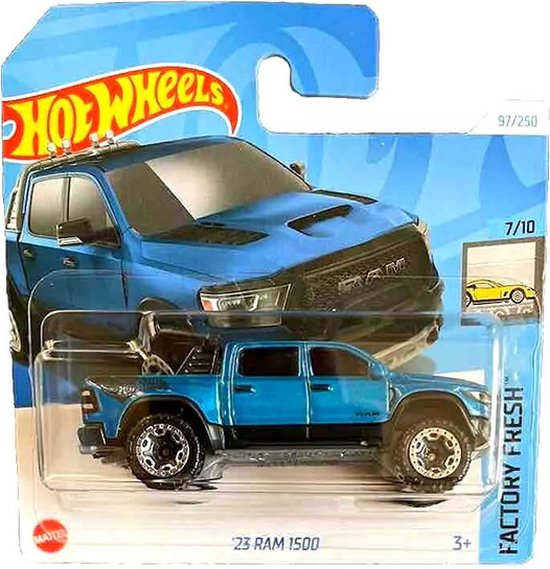 HOT WHEELS '23 RAM 1500 METALIC BLUE 97/250 1:64 FACTORY FRESH 7/10 van Hot Wheels