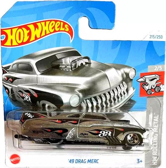 HOT WHEELS '49 DRAG MERC 33 215/250 ZILVER/FLAME 1:64 HW ROLLING METAL 2/5 van Hot Wheels