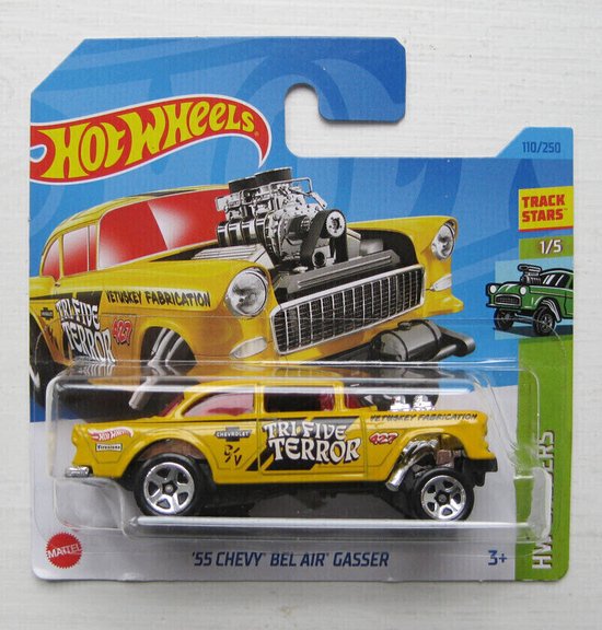 HOT WHEELS '55 CHEVY BEL AIR GASSER YELLOW 110/250 (1:64) HW GASSERS 1/5 van Hot Wheels