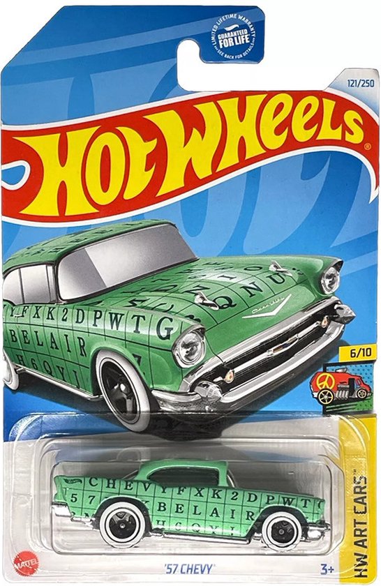 HOT WHEELS '57 CHEVY BELAIR MINT GREEN 121/250 1:64 HW ART CARS 6/10 van Hot Wheels