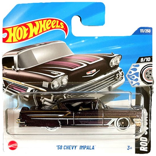 HOT WHEELS '58 CHEVY IMPALA 111/250 PURPER PINK 1:64 HW ROD SQUAD 8/10 van Hot Wheels