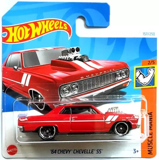 HOT WHEELS '64 CHEVY CHEVELLE SS 157/250 1:64 RED HW MUSCLE MANIA 2/5 van Hot Wheels