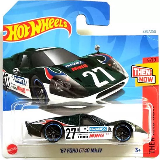 HOT WHEELS '67 FORD GT40 Mk.IV 220/250 1:64 BLACK/WHITE HW THEN AND NOW van Hot Wheels