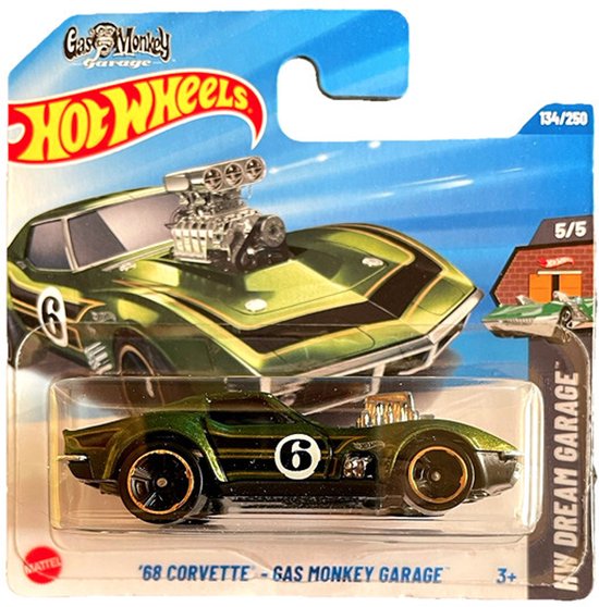 HOT WHEELS '68 CORVETTE GAS MONKEY GARAGE GREEN/GOLD 134/250 1:64 HW DREAM GARAGE 5/5 (2025) van Hot Wheels