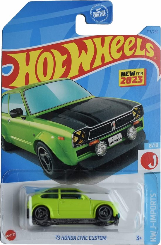 HOT WHEELS '73 HONDA CIVIC CUSTOM 117/250 (1:64) GREEN HW J- IMPORTS 8/10 van Hot Wheels