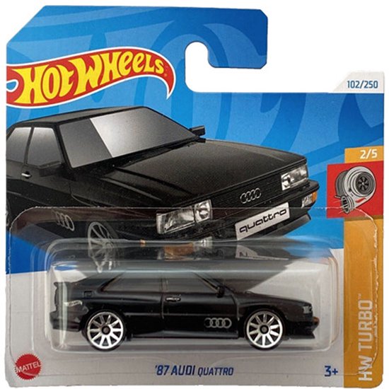 HOT WHEELS '87 AUDI QUATTRO BLACK 102/250 1:64 HW TURBO 2/5 SHORT CARD 2024 van Merkloos