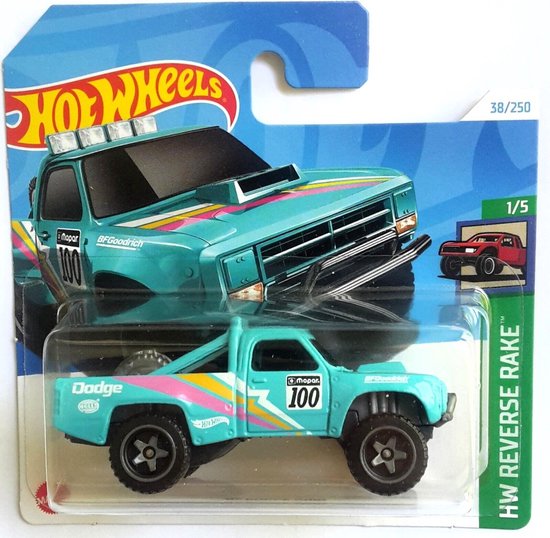 HOT WHEELS '87 DODGE D100 GREEN 38/250 (1:64) HW REVERSE RAKE 1/5 van Hot Wheels