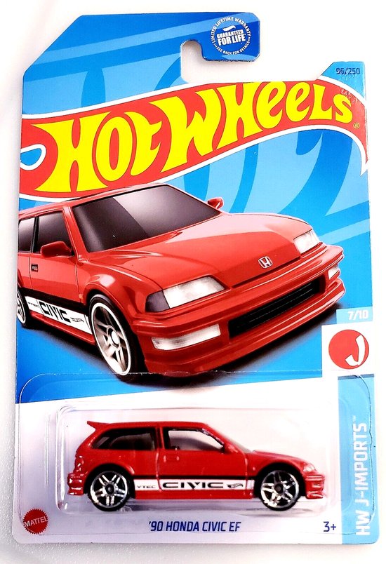 HOT WHEELS '90 HONDA CIVIC EF RED 96/250 1:64 HW J-IMPORTS 7/10 van Hot Wheels