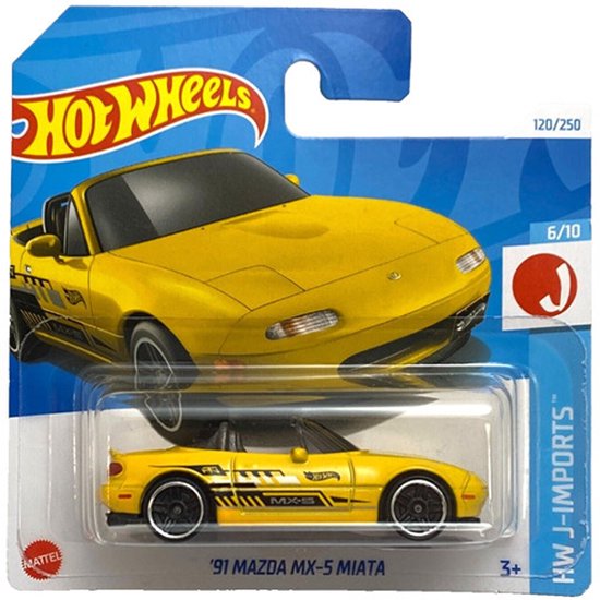 HOT WHEELS '91 MAZDA MX-5 MIATA 120/250 1:64 HW J-IMPORTS 6/10 SHORT CARD van Hot Wheels