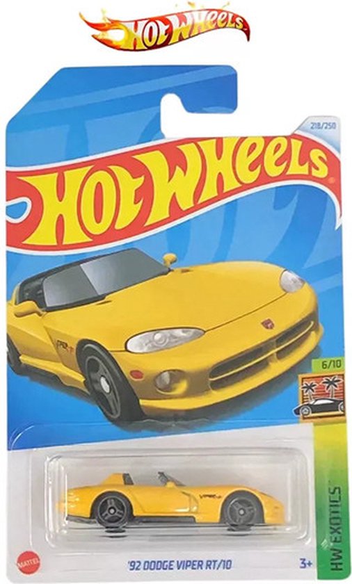 HOT WHEELS '92 DODGE VIPER RT/10 YELLOW 218/250 1:64 HW EXOTICS 6/10 van Hot Wheels