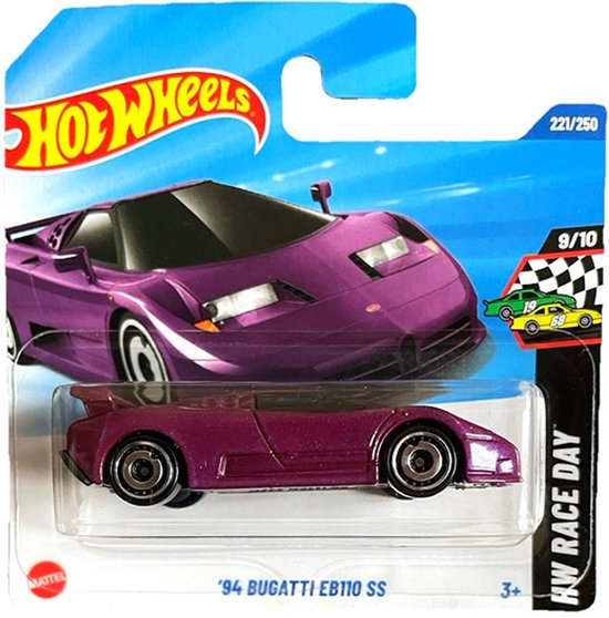 HOT WHEELS '94 BUGATTI EB110 SS PURPER 221/250 HW RACE DAY 9/10 SHORT CARD 2025 1:64 van Merkloos