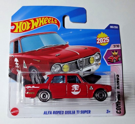 HOT WHEELS ALFA ROMEO GUILIA TI SUPER 63 RACING RED 195/250 1:64 HW COMPACT CARS 7/10 van Merkloos