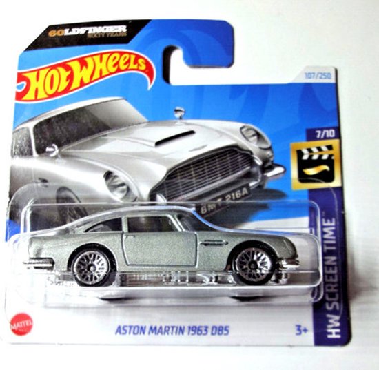 HOT WHEELS ASTON MARTIN 1963 DB5 MATT SILVER 24/250 1:64 HW SCREEN TIME 7/10 van Hot Wheels