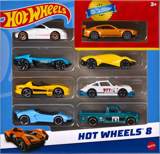 Hot Wheels - Basisset van 8 Auto's en Trucks - Schaal 1:64 - Speelgoedvoertuig van Hot Wheels