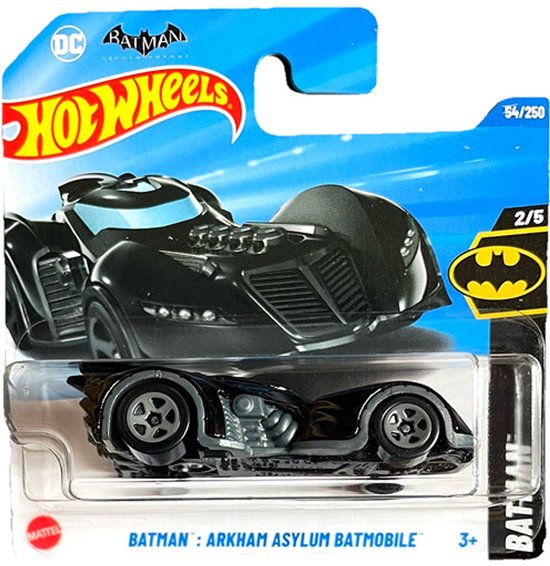 HOT WHEELS BATMAN ARKHAM ASYLUM BATMOBILE 54/250 1:64 HW 2025 BATMAN 2/5 SHORT CARD van Merkloos