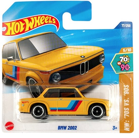 HOT WHEELS BMW 2002 M3 YELLOW 77/250 1:64 HW '70VS'90S SHORT CARD 2025 van Hot Wheels