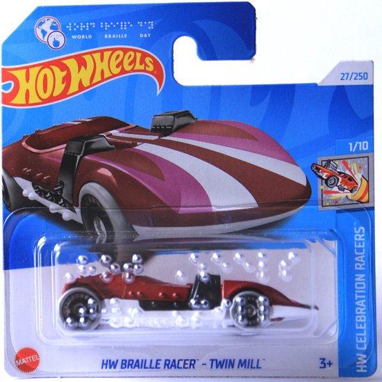 HOT WHEELS BRAILLE RACER TWIN MILL 27/250 RED 1:64 HW CELEBRATION RACERS van Hot Wheels