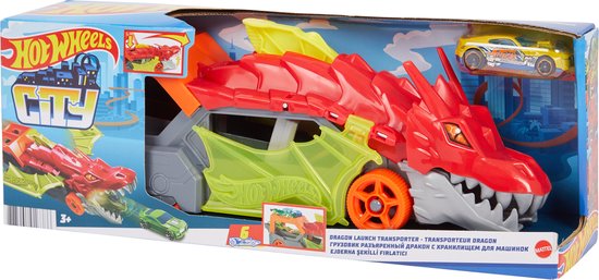 Hot Wheels City - Draak Stuntwagen - Lanceert Raceauto’s - Capaciteit voor 6 Auto’s - Inclusief 1 Raceauto van Merkloos