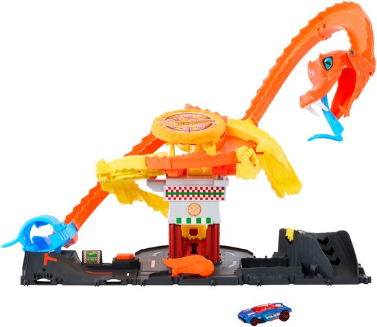 Hot Wheels City Pizzatrac: Cobra Aanval Racebaan met Auto van Merkloos