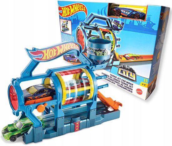 Hot Wheels City Turbo Wasstraat Autobaan met Auto van Hot Wheels