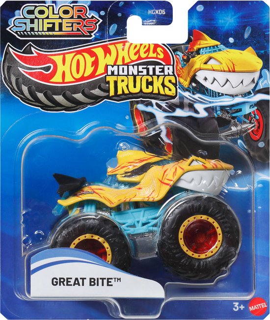 Hot Wheels Color Shifters Monster Trucks Great Bite Vehicle, Monstertruck, 3 jaar, Metaal, Meerkleurig van Merkloos