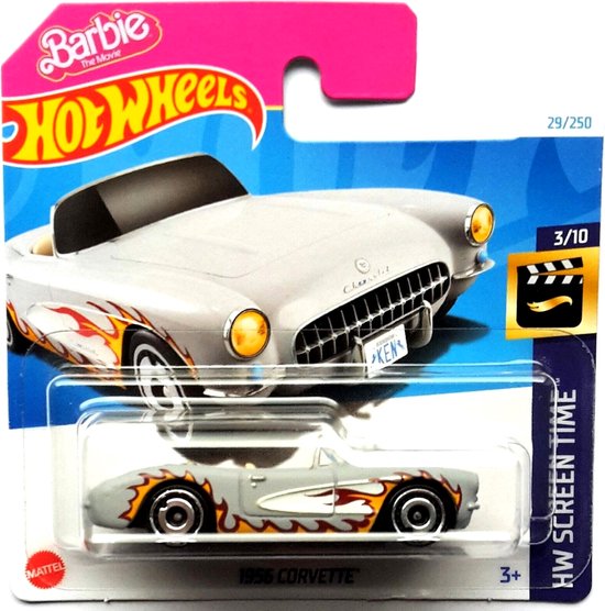 HOT WHEELS CORVETTE 1956 BARBIE FLAME/GREY 29/250 1:64 SCREEN TIME 3/10 van Hot Wheels