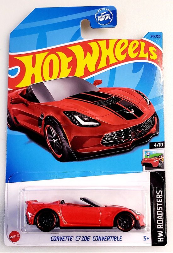 HOT WHEELS CORVETTE C7 Z06 CONVERTIBLE RED 34/250 1:64 HW ROADSTERS 4/10 van Hot Wheels