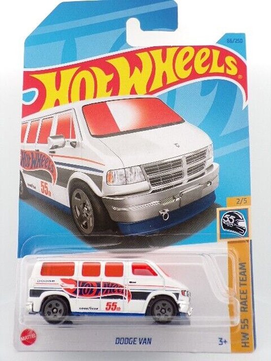 HOT WHEELS DODGE VAN 55th 66/250 WHITE (1:64) HW 55 RACE TEAM 2/5 van Hot Wheels