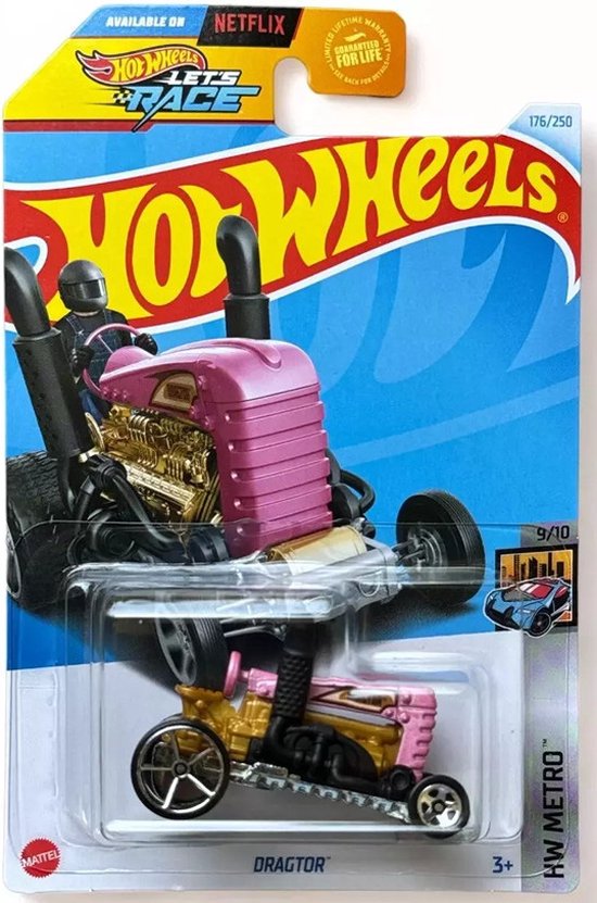 HOT WHEELS DRAGTOR PINK/CHROME 176/250 1:64 HW METRO 9/10 van Hot Wheels