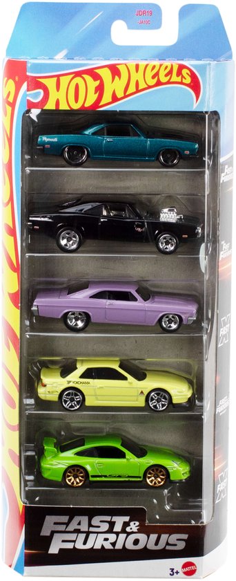 Hot Wheels Fast & Furious, Set van 5 Metalen Speelgoedraceauto's, Geïnspireerd op en Gezien in de Films, Schaal 1:64 van Merkloos