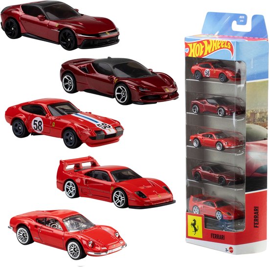 Hot Wheels Ferrari - set van 5 metalen Ferrari speelgoedauto's van Hot Wheels