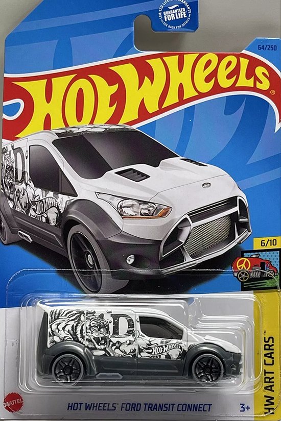 HOT WHEELS FORD TRANSIT CONNECT 64/250 1:64 HW ART CARS WHITE van Hot Wheels