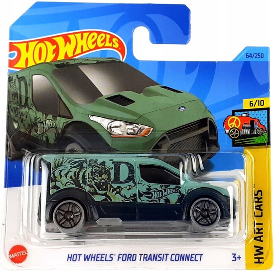 HOT WHEELS FORD TRANSIT CONNECT GREEN 64/250 (1:64) HW ART CARS 6/10 van Hot Wheels
