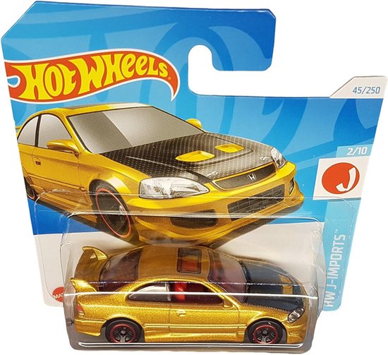 HOT WHEELS HONDA CIVIC Si GOLD 45/250 (1:64) HWJ-IMPORTS 2 /10 LONG CARD van Merkloos
