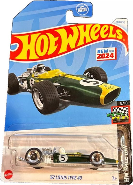 HOT WHEELS LOTUS '67 TYPE 49 RACING GREEN 188/250 (1:64) HW RACE DAY 8/10 van Hot Wheels