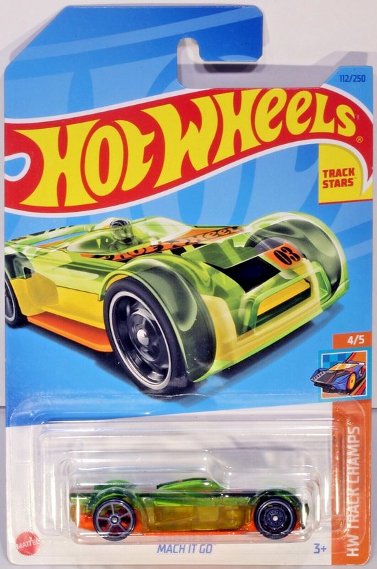 HOT WHEELS MACH IT GO 112/250 1:64 ORANGE-GREEN HW TRACK CHAMPS 4/5 van Hot Wheels