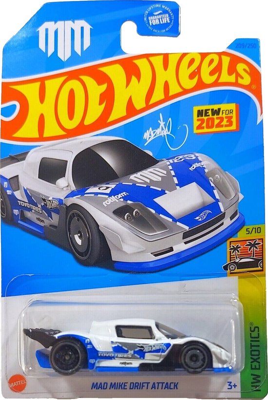 HOT WHEELS MAD MIKE DRIFT ATTACK BLUE-WHITE 209/250 EXOTICS 5/10 (1:64) van Hot Wheels