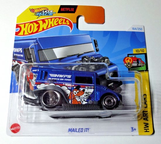 HOT WHEELS MAILED IT 164/250 1:64 BLEU HW ART CARS 10/10 van Hot Wheels