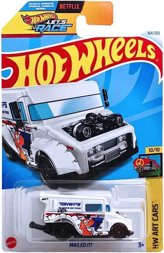 HOT WHEELS MAILED IT! HWPS WHITE BUS 164/250 HW ART CARS 10/10 1:64 van Hot Wheels